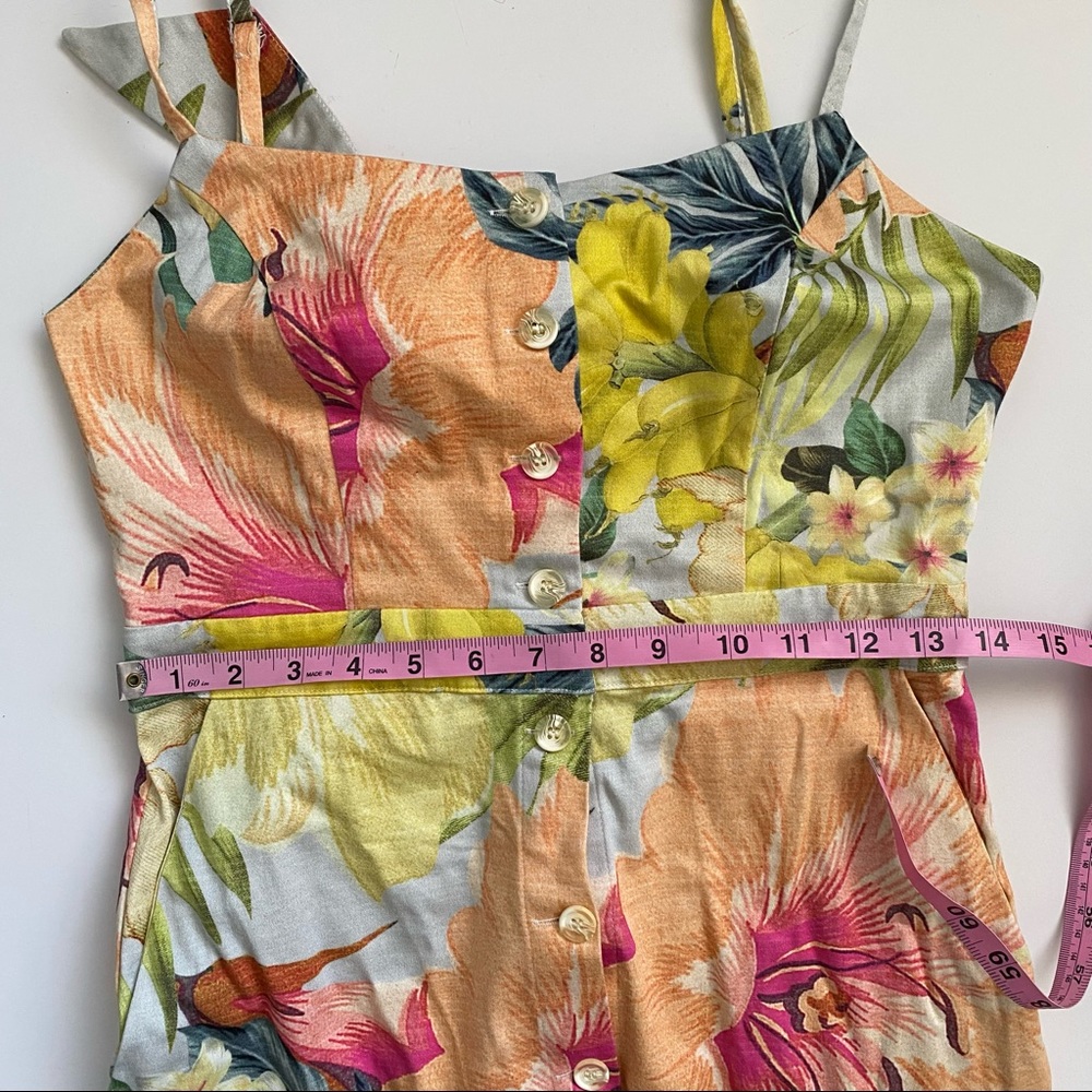 Anthropologie || Farm Rio Tropical Shift Dress Tie Back Small - Picture 6 of 9